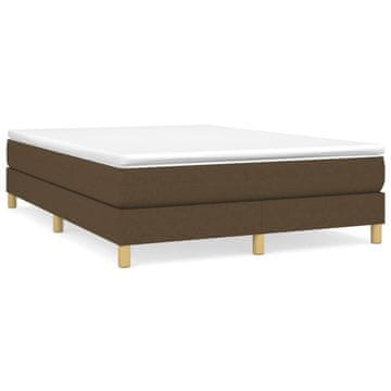 Vidaxl Box spring postelja z vzmetnico temno rjava 140x200 cm blago