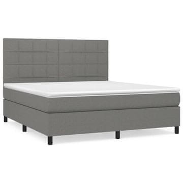 Vidaxl Box spring postelja z vzmetnico temno siva 180x200 cm blago