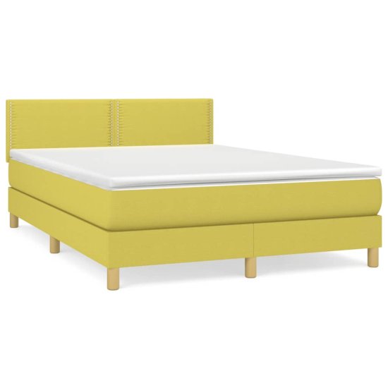 Vidaxl Box spring postelja z vzmetnico zelena 140x200 cm blago