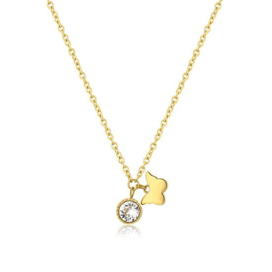 S'Agapõ SKT26 Lucky Light Crystal Butterfly pozlačena ogrlica