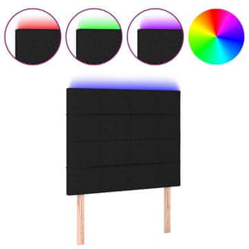Vidaxl LED posteljno vzglavje črno 90x5x118/128 cm blago