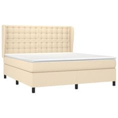 Vidaxl Box spring postelja z vzmetnico krem 160x200 cm blago