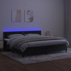 Vidaxl Box spring postelja z vzmetnico LED črna 200x200 cm žamet