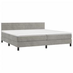 Vidaxl Box spring postelja z vzmetnico LED svetlo siva 200x200cm žamet