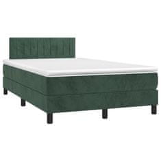 Vidaxl Box spring postelja z vzmetnico LED tem. zelena 120x200cm žamet