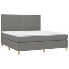 Vidaxl Box spring postelja z vzmetnico LED temno siva 160x200 cm blago