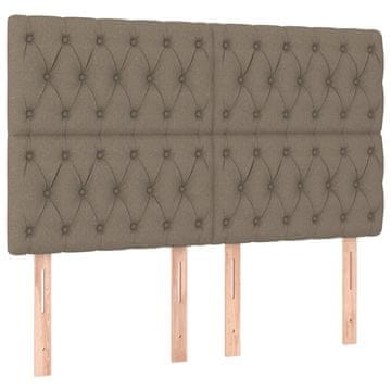 Vidaxl Vzglavje postelje sivo-rjavo 144x7x118/128 cm blago