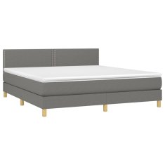 Vidaxl Box spring postelja z vzmetnico temno siva 160x200 cm blago