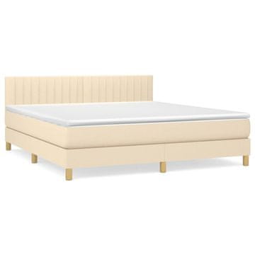 Vidaxl Box spring postelja z vzmetnico krem 160x200 cm blago