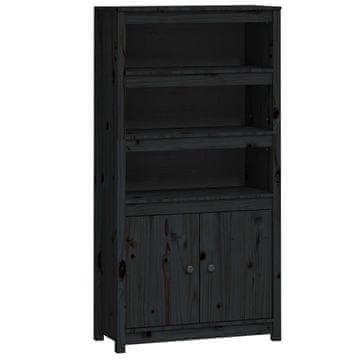 Vidaxl Visoka omarica črna 80x35x154 cm trdna borovina
