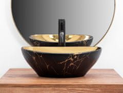 REA Sofia umivalnik za mizo v zlatem marmorju, črna podloga