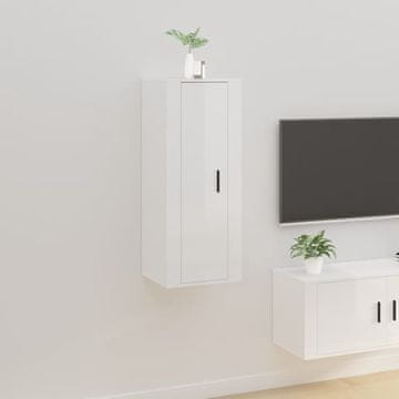 Vidaxl vidaXL Stenska TV omarica visok sijaj bela 40x34,5x100 cm