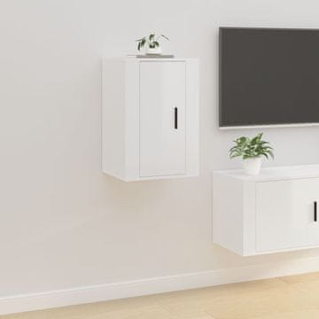Vidaxl vidaXL Stenska TV omarica visok sijaj bela 40x34,5x60 cm