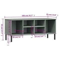 Vidaxl Regal za čevlje z nogami siv 106x35x45 cm trden les OSLO