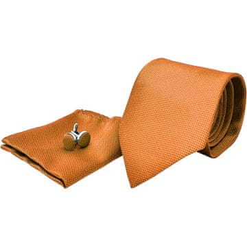 Northix Kostumski dodatki | Kravata + robček + manšetni gumbi - oranžna