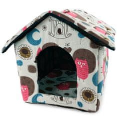Volino Mehka hiška za domače ljubljenčke PINK OWL L 30,5 x 33 x 38 cm