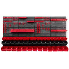 botle Delavniški panel za orodja 156 x 78 cm z 47 kos Škatla viseče Rdeča in Črna škatle plastika