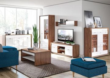 ML meble DALLAS 01 korpus naravni oreh-MDF bela/vložek MDF bela - garderobna omara