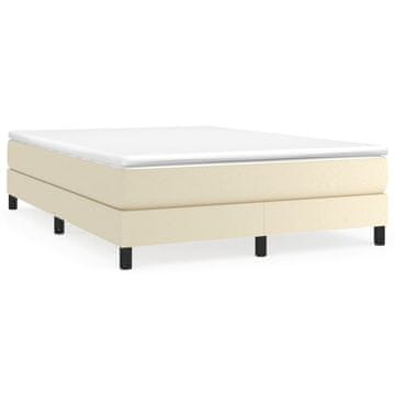 Vidaxl Posteljni okvir z vzmetmi krem 140x190 cm umetno usnje