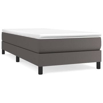 Vidaxl Box spring postelja z vzmetnico siv 90x190 cm umetno usnje