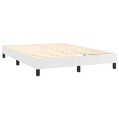 Vidaxl Box spring postelja z vzmetnico LED bela 140x190cm umetno usnje