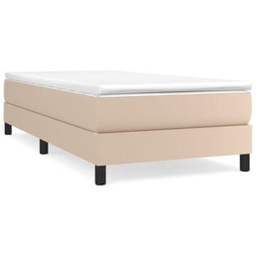 Vidaxl Posteljni okvir z vzmetmi kapučino 90x200 cm umetno usnje