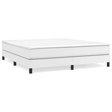 Vidaxl Posteljni okvir z vzmetmi bel 160x200 cm umetno usnje