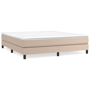 Vidaxl Posteljni okvir z vzmetmi kapučino 160x200 cm umetno usnje