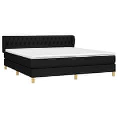 Vidaxl Box spring postelja z vzmetnico črna 180x200 cm blago