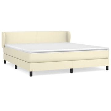 Vidaxl Box spring postelja z vzmetnico krem 160x200 cm umetno usnje