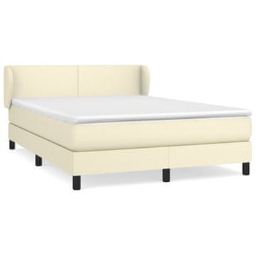 Vidaxl Box spring postelja z vzmetnico krem 140x200 cm umetno usnje