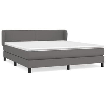 Vidaxl Box spring postelja z vzmetnico siva 180x200 cm umetno usnje