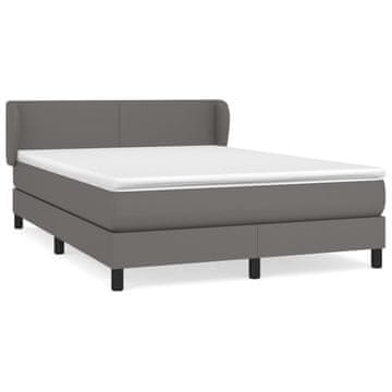 Vidaxl Box spring postelja z vzmetnico siva 140x200 cm umetno usnje