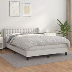 Vidaxl Box spring postelja z vzmetnico bel 140x190 cm umetno usnje