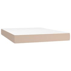 Vidaxl Box spring postelja z vzmetnico LED kapučino 140x190 cm