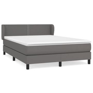 Vidaxl Box spring postelja z vzmetnico siva 140x190 cm umetno usnje