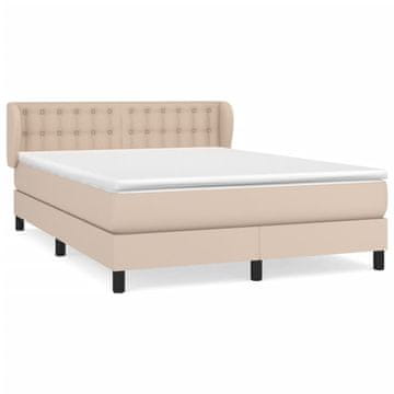 Vidaxl Box spring postelja z vzmetnico kapučino 140x200cm umetno usnje