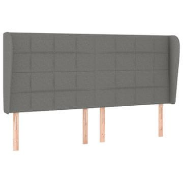 Vidaxl Vzglavje z ušesi temno sivo 183x23x118/128 cm blago