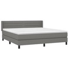Vidaxl Box spring postelja z vzmetnico temno siva 160x200 cm blago