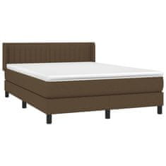 Vidaxl Box spring postelja z vzmetnico temno rjava 140x200 cm blago