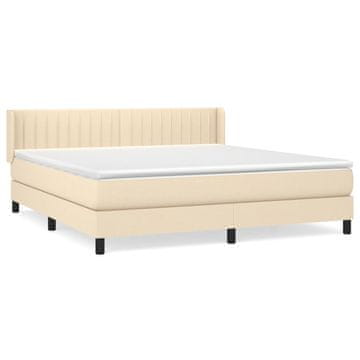 Vidaxl Box spring postelja z vzmetnico krem 180x200 cm blago
