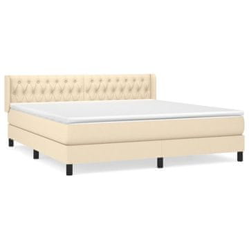 Vidaxl Box spring postelja z vzmetnico krem 180x200 cm blago