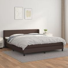 Vidaxl Box spring postelja z vzmetnico rjav 160x200 cm umetno usnje