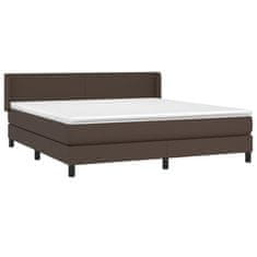 Vidaxl Box spring postelja z vzmetnico rjav 160x200 cm umetno usnje