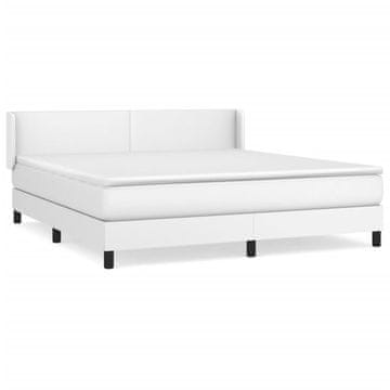 Vidaxl Box spring postelja z vzmetnico bel 160x200 cm umetno usnje
