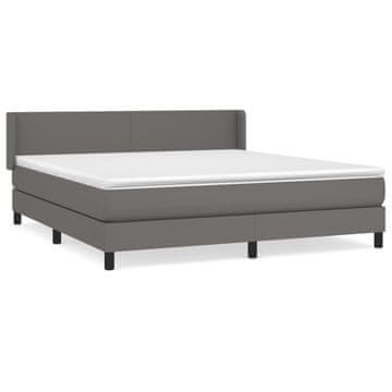 Vidaxl Box spring postelja z vzmetnico siva 180x200 cm umetno usnje