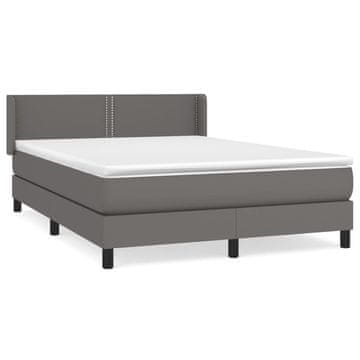 Vidaxl Box spring postelja z vzmetnico siva 140x190 cm umetno usnje