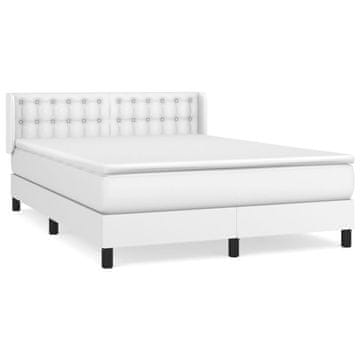 Vidaxl Box spring postelja z vzmetnico bel 140x200 cm umetno usnje