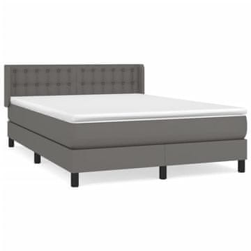 Vidaxl Box spring postelja z vzmetnico siva 140x190 cm umetno usnje