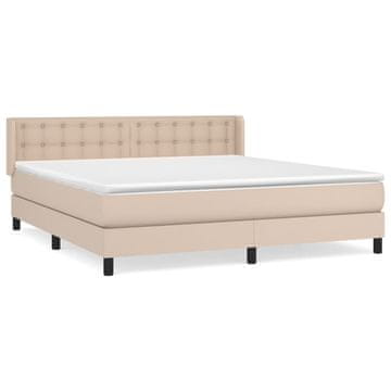 Vidaxl Box spring postelja z vzmetnico kapučino 160x200cm umetno usnje